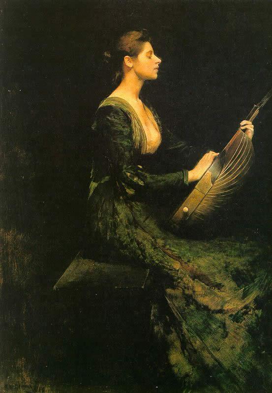 Thomas Dewing Lady with a Lute